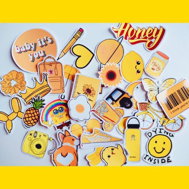 30 Set Sticker Tumblr Yellow Tinggal Tempel Shopee Indonesia