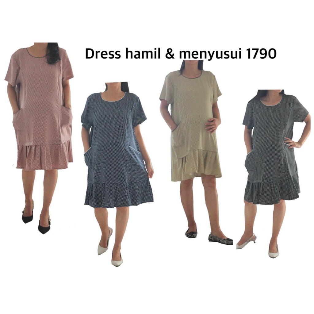 dress hamil menyusui polkadot 1790 baju hamil