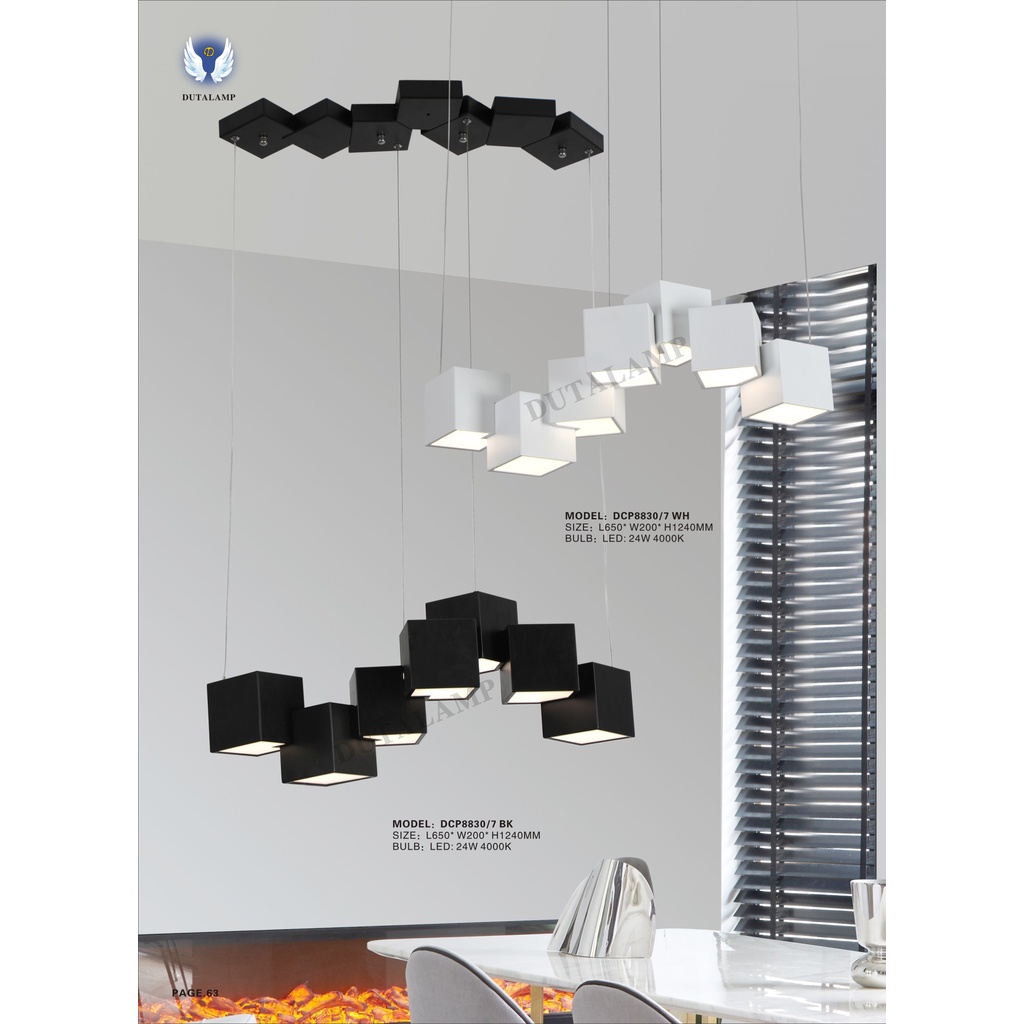 Lampu Gantung Minimalis Dekorasi Ruang Tamu Model Kotak-Kotak 8830/7