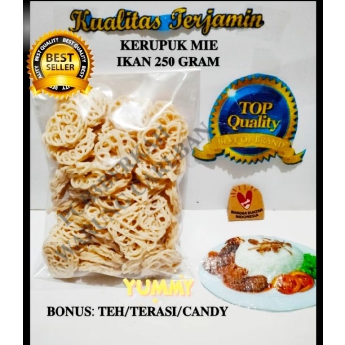 

@250GR KERUPUK MIE IKAN MENTAH BONUS TEH/TERASI/CANDY