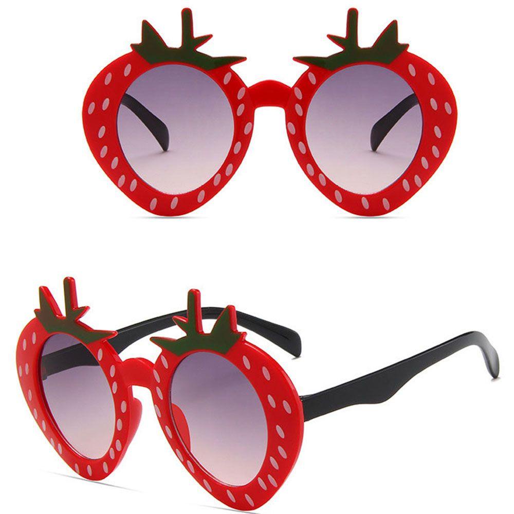 REBUY Rebuy Strawberry Sunglasses Kreatif Tidak Teratur Kartun Gadis Pantai Perlindungan Kacamata Kacamata Kacamata Anak