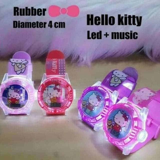 Jam Tangan Anak-Anak Hello Kitty Led + Laser Proyektor