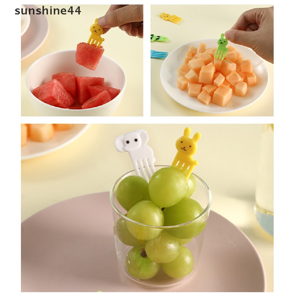 Sunshine 50Pcs Garpu Buah / Makanan Bentuk Binatang Kartun Untuk Anak