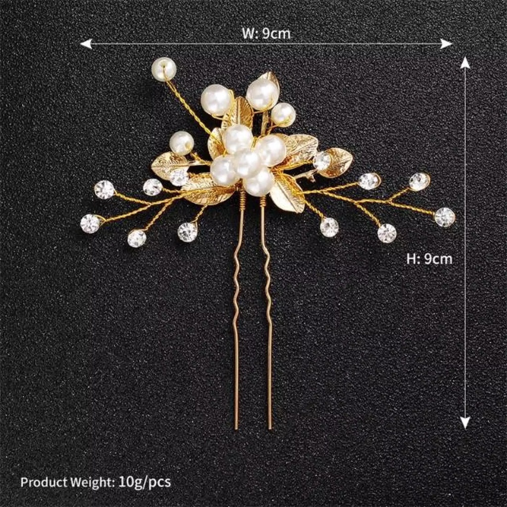 Mutiara Hairpin - Aksesoris Rambut Modern - Tusuk Konde Motif Mutiara Gold