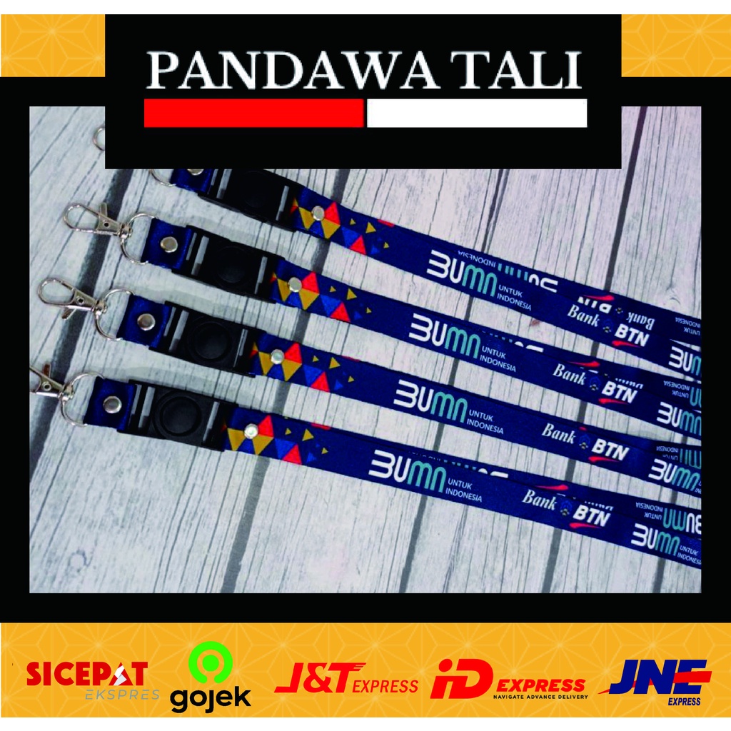 

Lanyard BUMN Bank BTN Biru/BUMN Untuk Indonesia / Lanyard Printing Pandawa Tali Surabaya