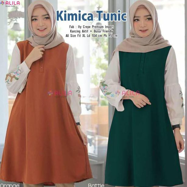 Kimica Tunik bahan Ity Crepe Import ori by ALILA / Tunik Wanita High Quality kualitas Butik