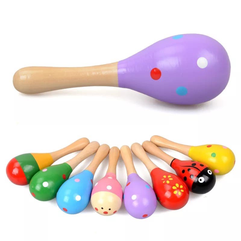 Baby MARACAS / Mainan Bayi / Kerincingan bayi / Rattle/ Marakas Kayu kerincing genggam/ rattle kayu (BIC)