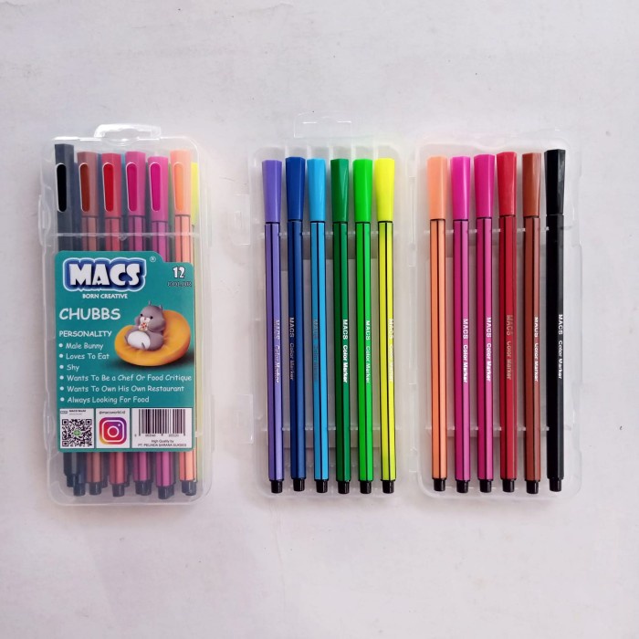

Hemat Spidol Warna Macs / Color Marker 12 Warna Bagus