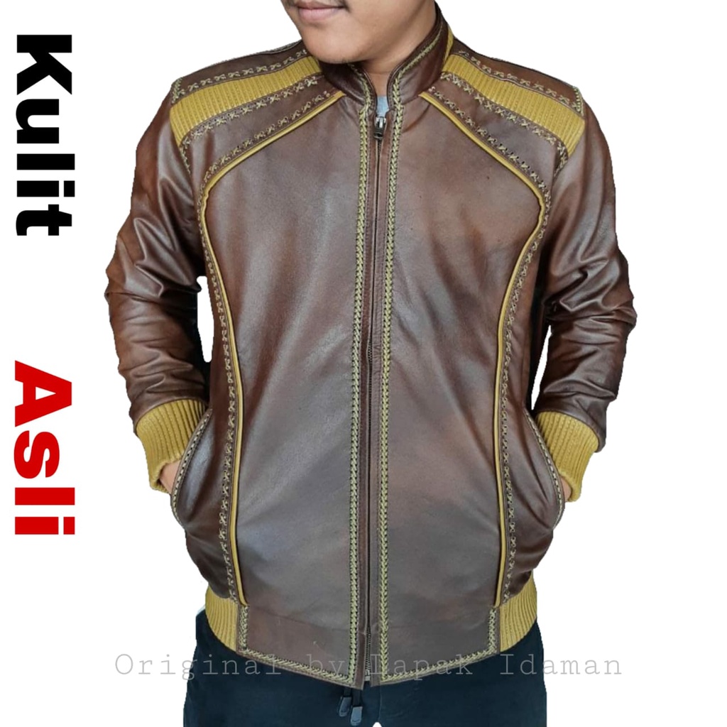 Jaket Sulam Kulit Asli Pria Original Kulit Domba Asli Garut
