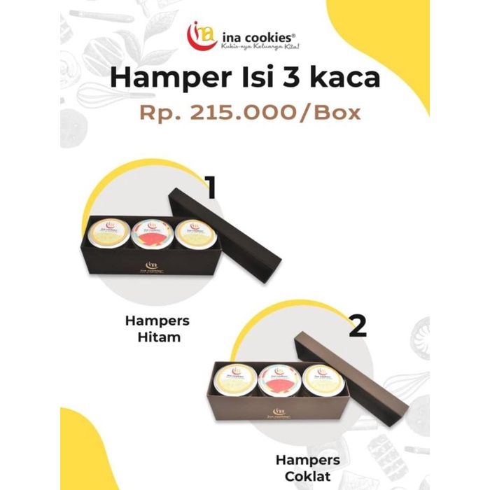 

Hampers Jar Ina Cookies Kue Kering isi 3 Toples Kaca