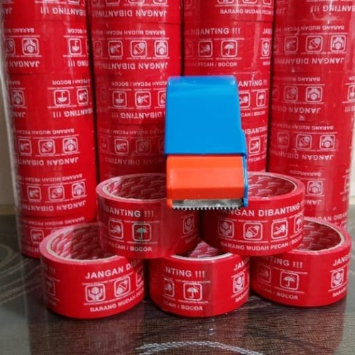 

PACKING LAKBAN FRAGILE ISOLASI LEM SELOTIP WARNA MERAH TAPE ONLINE SET