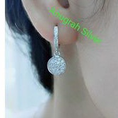 (COD)Anting jepit fashion gantung remaja/dewasa love kilau perak asli 925/Silver lapisan emas putih murni