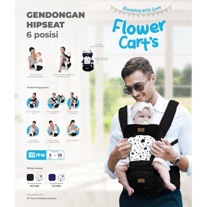 Gendongan hipseat Flower Cart's New motif (R2)