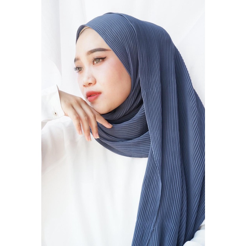 PLEATED SHAWL / PASHMINA FULL PLISKET-Denim