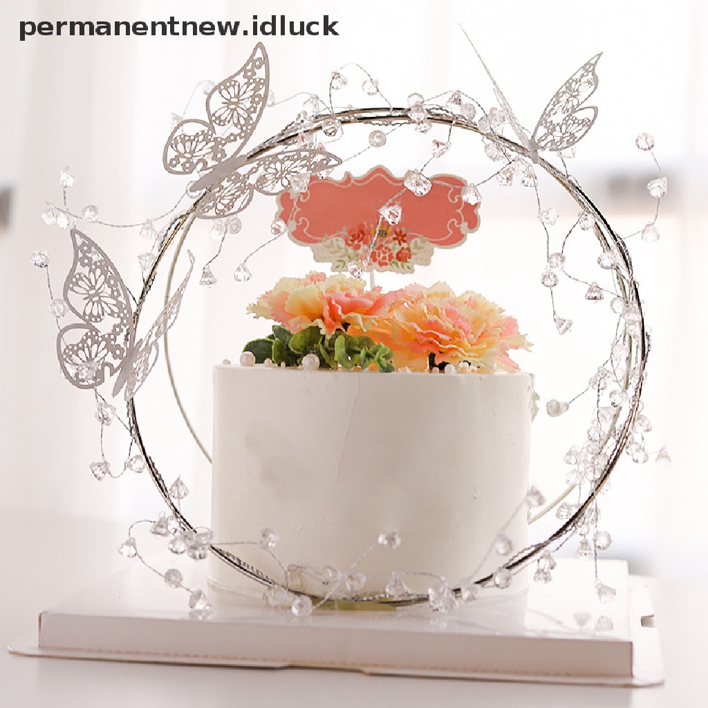 1pc Topper Kue Ulang Tahun Bentuk Kupu-Kupu Warna Putih Untuk Dekorasi Pesta