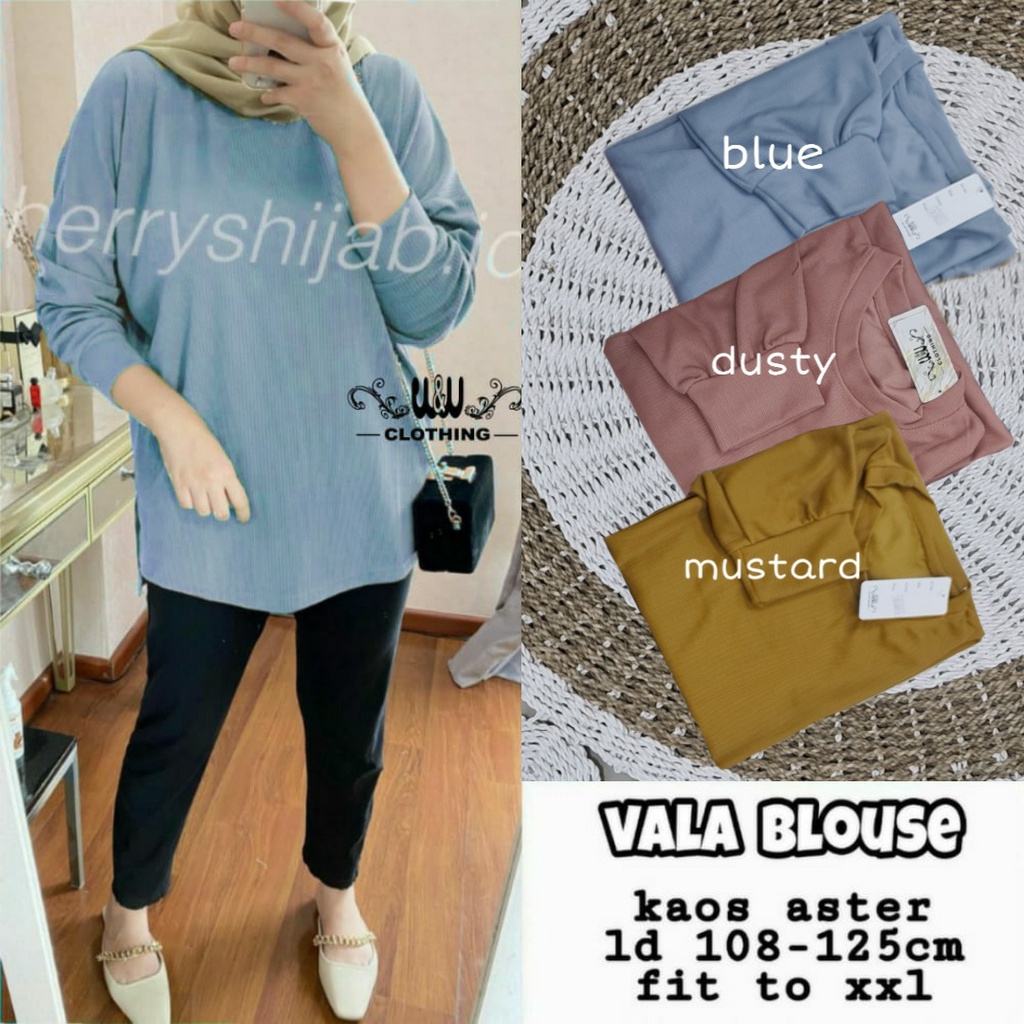 Blouse Kaos Aster Wanita Jumbo Ld 120 Fit To XXL Bhn Tebal Hangat Lengan Panjang Kekinian Terbaru