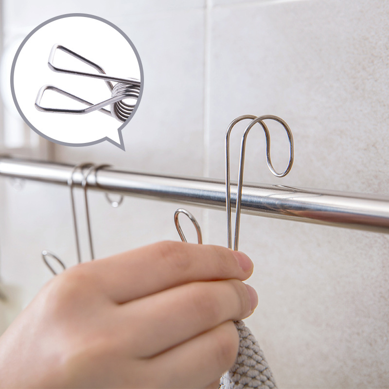 5-piece Rumah Tangga Stainless Steel Penyimpanan Yang Dipasang Di Dinding Kait Klip Pengeringan Pakaian Universal