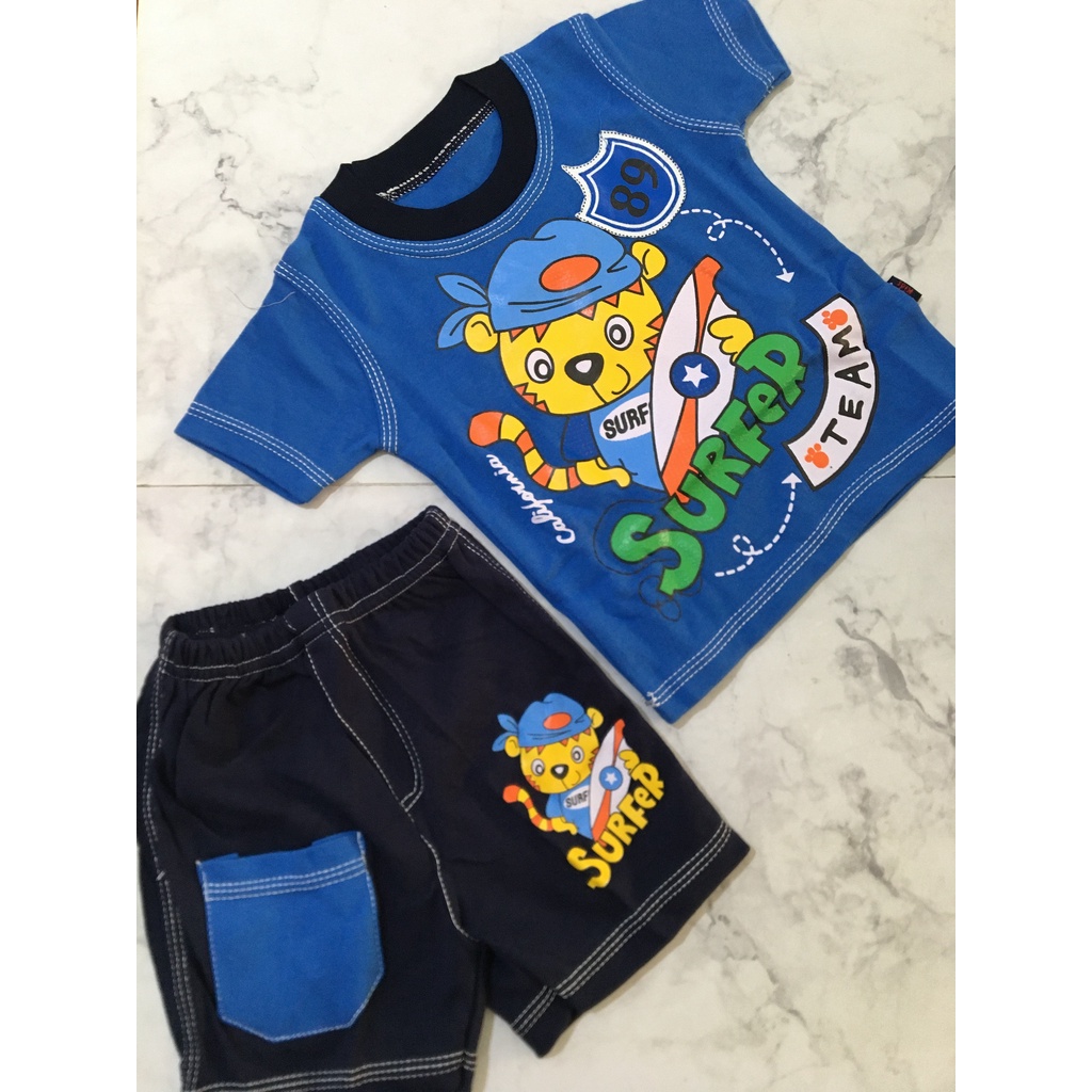 Setelan Baju anak surfer set / Bayi Laki-Laki Cowok usia 3 4 5 6 7 8 9 10 11 12 bulan setahun 1 tahu
