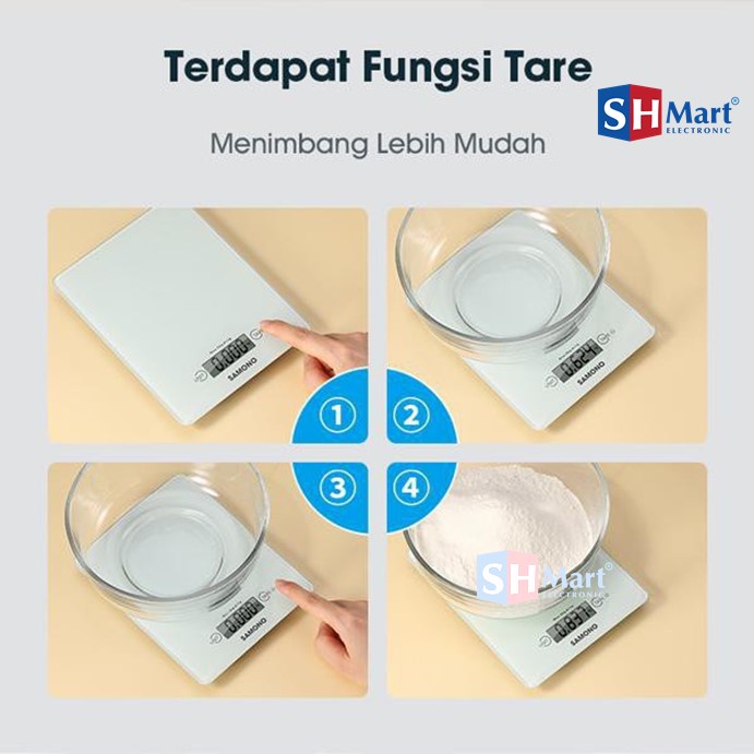 TIMBANGAN ELEKTRIK DAPUR KACA DIGITAL 5 KG SWKS02 SWKS03 LCD DISPLAY TINGKAT SW-KS02 SW-KS03 SAMONO