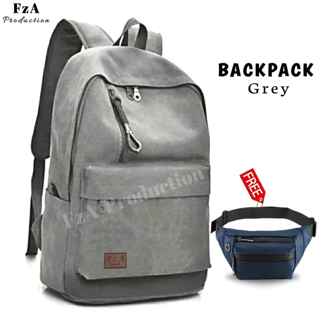 Tas Ransel Punggung Distro Casual Pria Wanita / Tas Ransel Laptop Backpack Original - FzA FREE Tas Slempang