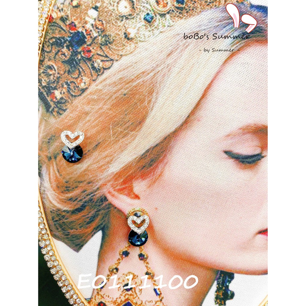 Anting Kristal Hati Zircon Biru Style Korea Tusuk Silver 925 Aksesoris Earrings Premium