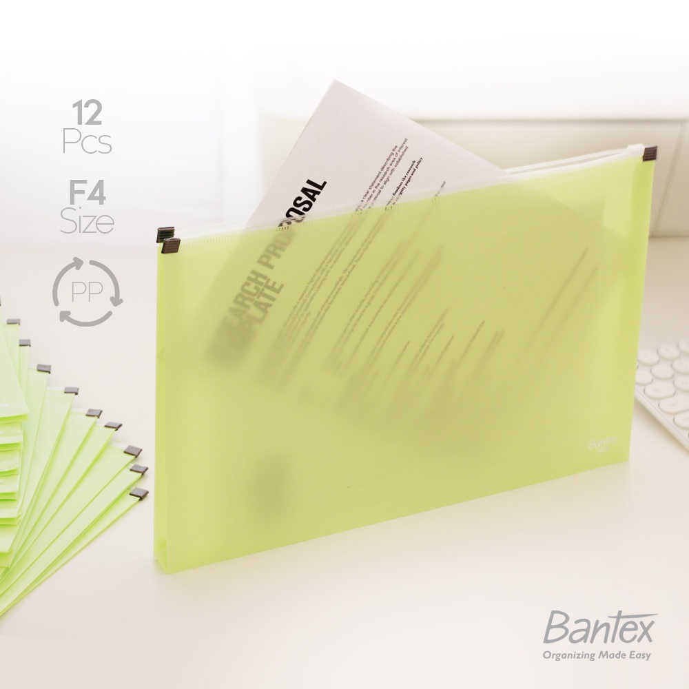 

12 Pcs Bantex Map Folder Zipper Folio Plastik Bubble Gum Color Pistachio 3222 72