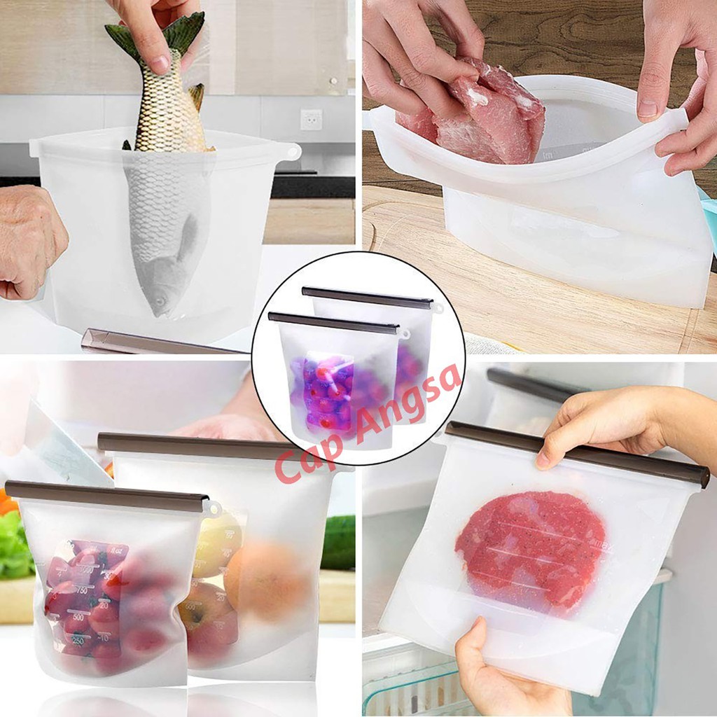 SILIKON SILICON ZIP LOCK SOUS VIDE SILICONE ZIPLOCK FOOD STORAGE BAG 500mL 500 mL KANTONG PLASTIK