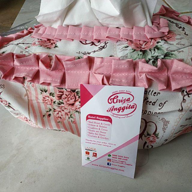 Tempat Tissue Travel Motif Shabby Chic Pink