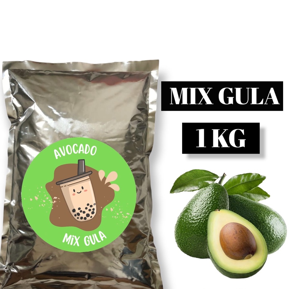 

BUBUK MINUMAN BOBA / SERBUK MINUMAN / POWDER DRINK RASA AVOCADO / ALPUKAT 1KG MIX GULA