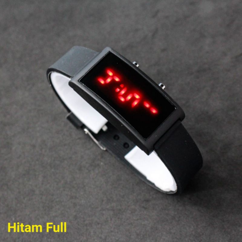 Jam Tangan LED Watch Kotak Cewek Cowok Strap Rubber Warna SEGI KAPSUL