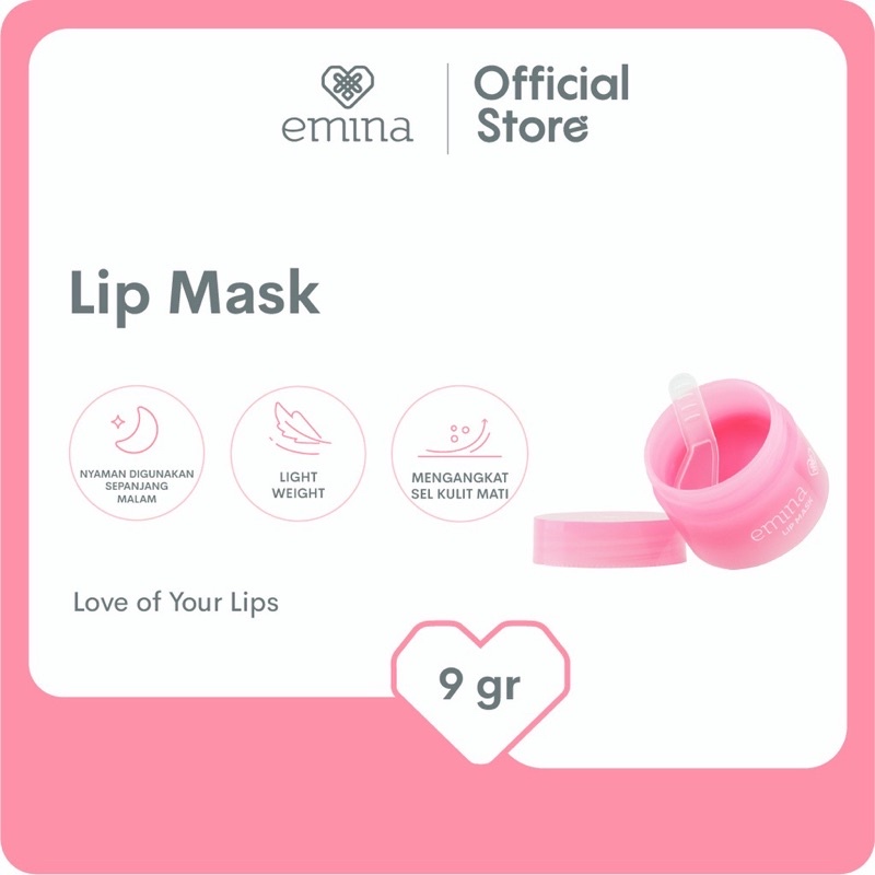 EMINA Lip Mask Indonesia / Lipstick Facial Wash Face Scrub Micellar Essence Toner Mist Serum Day Night Eye Cream Sunscreen Sheet Sleeping Clay Masker Moisturizing Tint Matte Gloss / Bright Stuff Ms Pimple Acne Solution Sun Protection Battle Spf Gel Paket