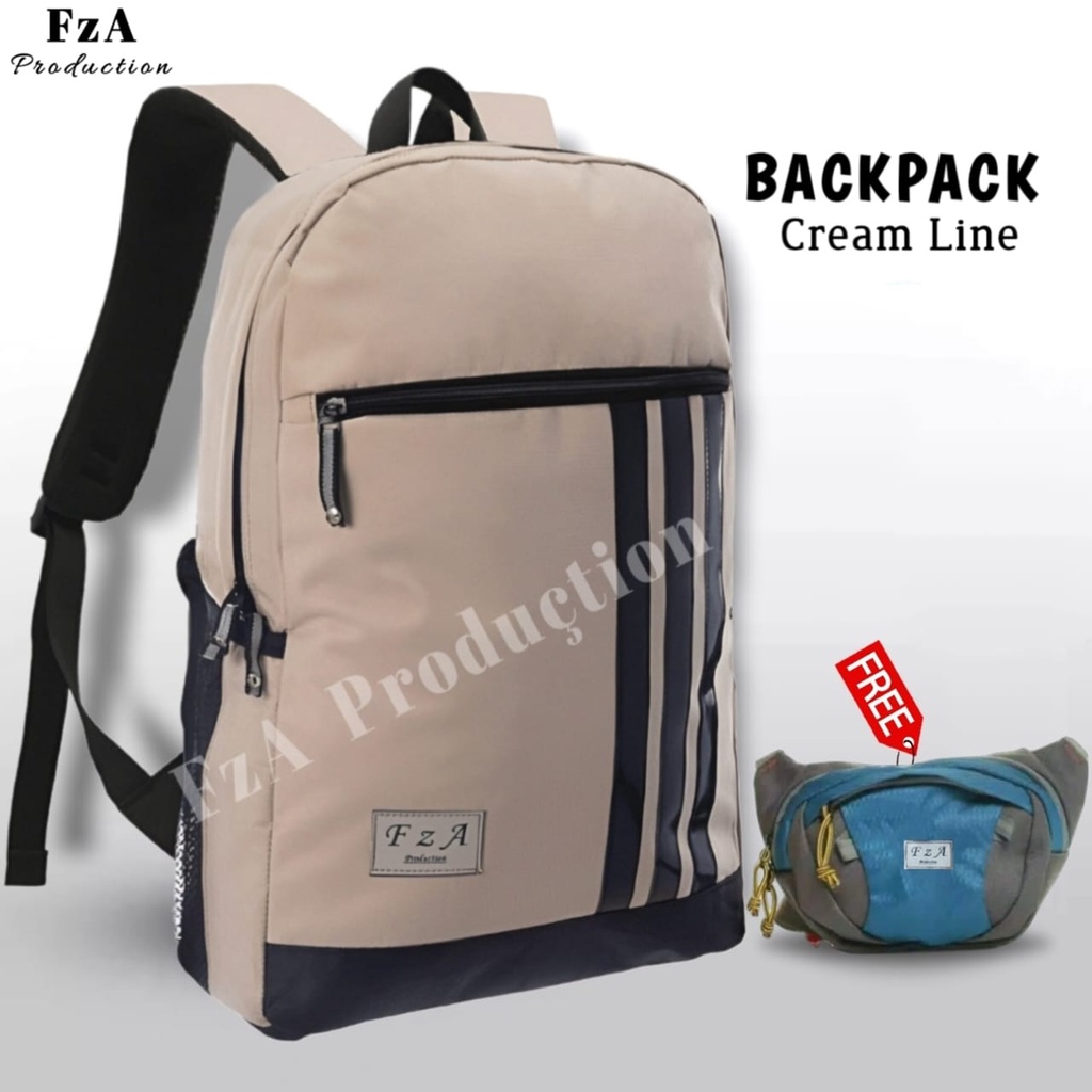 Tas Ransel Punggung Distro Casual Pria Wanita / Tas Ransel Laptop Original - FzA FREE Tas Slempang