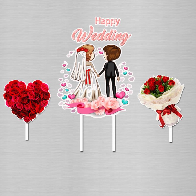 Cake Topper happy wedding Hiasan kue
