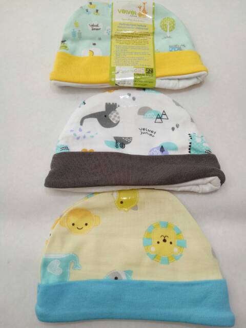 3 Pcs Topi Bayi Velvet Junior Bahan Lembut