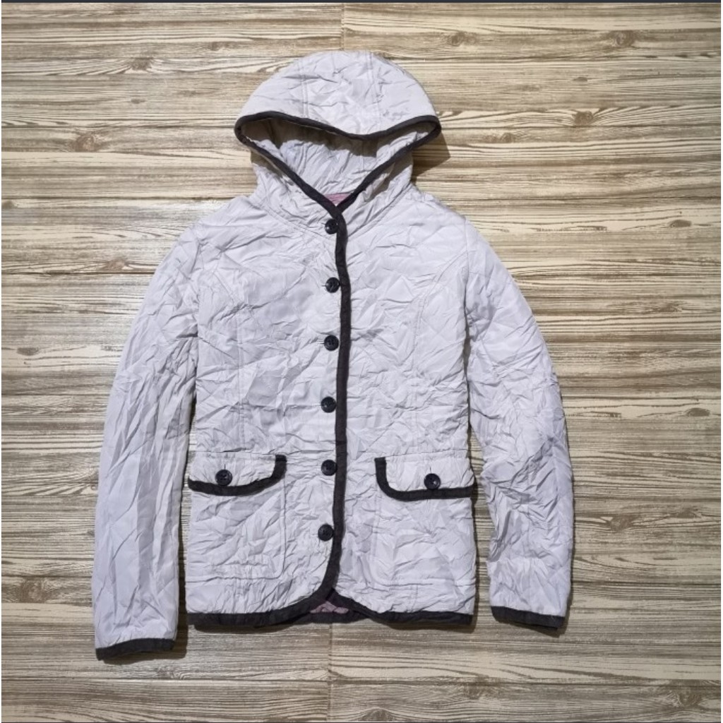 Jaket winter preloved broken white hoodie list brown AVV standard