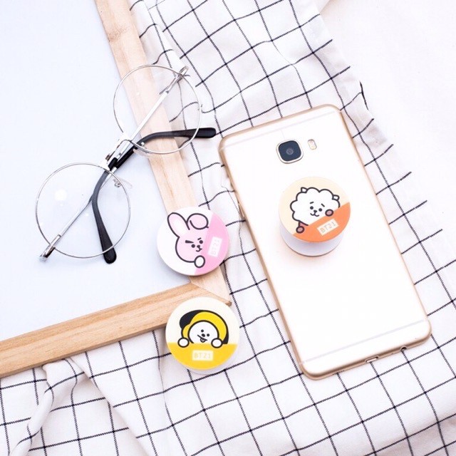 Popsocket BT21 Akrilik / Phone Holder Karakter BT21 / Phone Grip Kartun Bangtan Boys BT21 Army / Pop Socket Karakter Korea