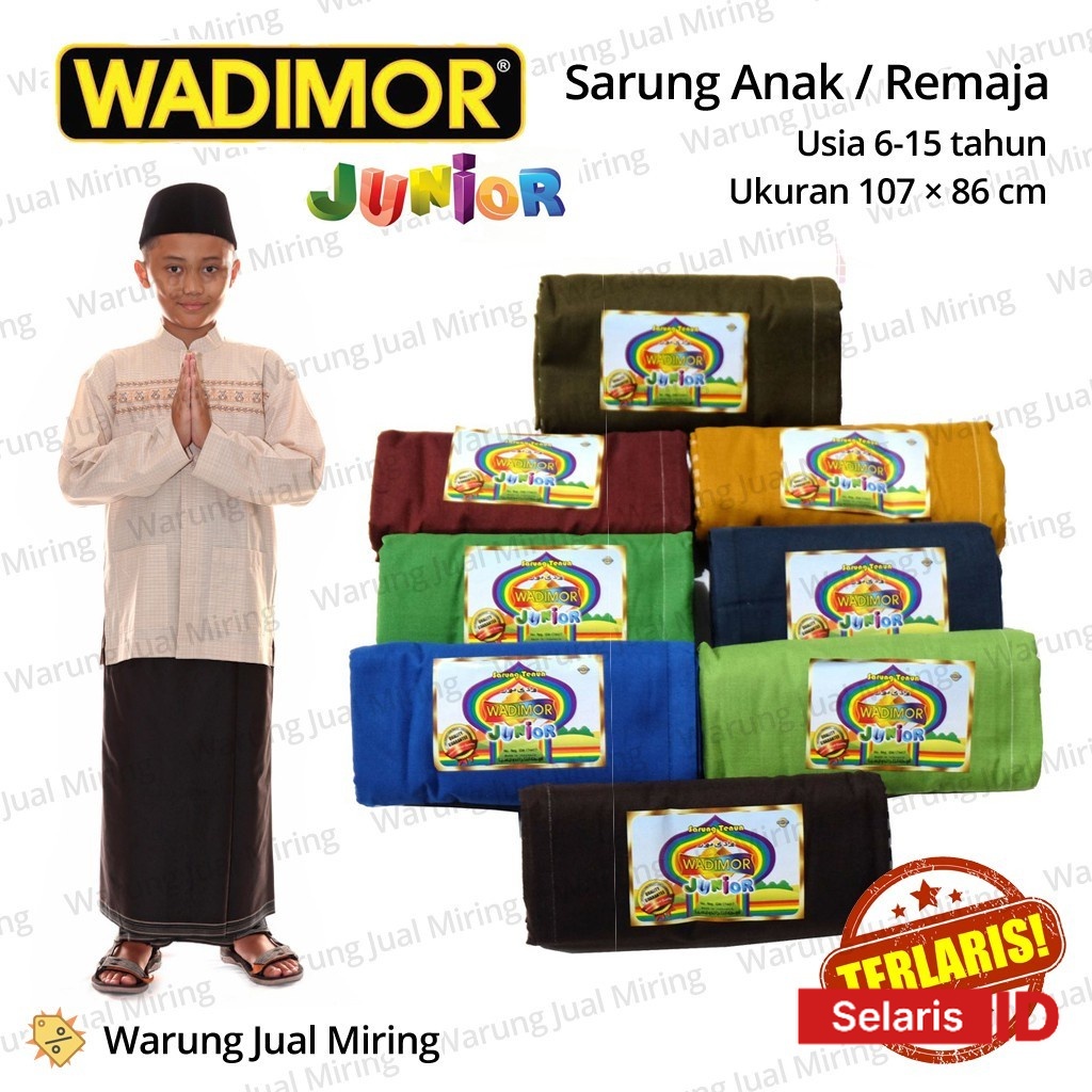 Sarung Anak WADIMOR - Kain Polos Hitam Putih