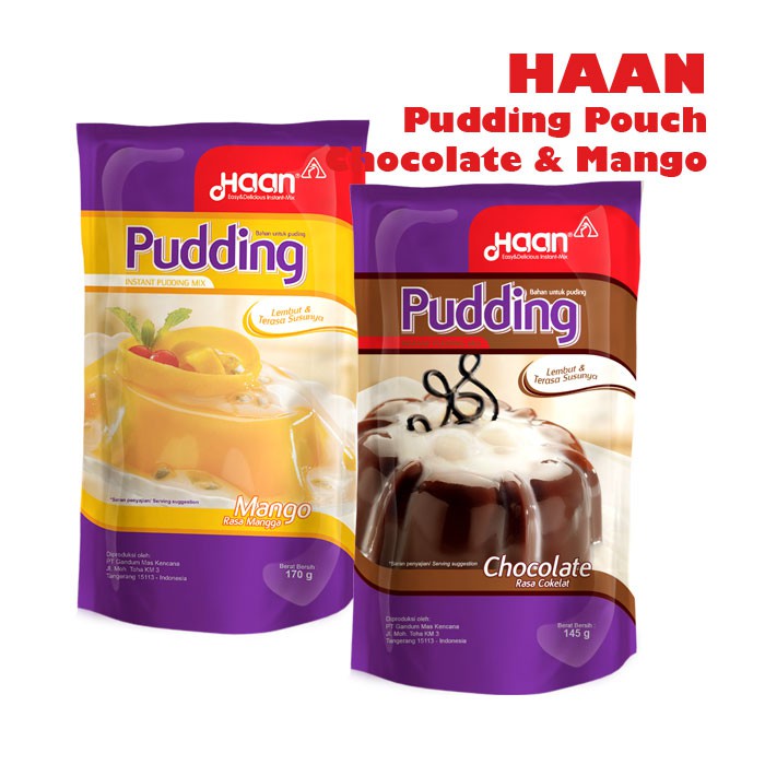 HAAN Pudding Instan Mix Pouch - Rasa Mangga 170 Gr dan Coklat 145 Gr