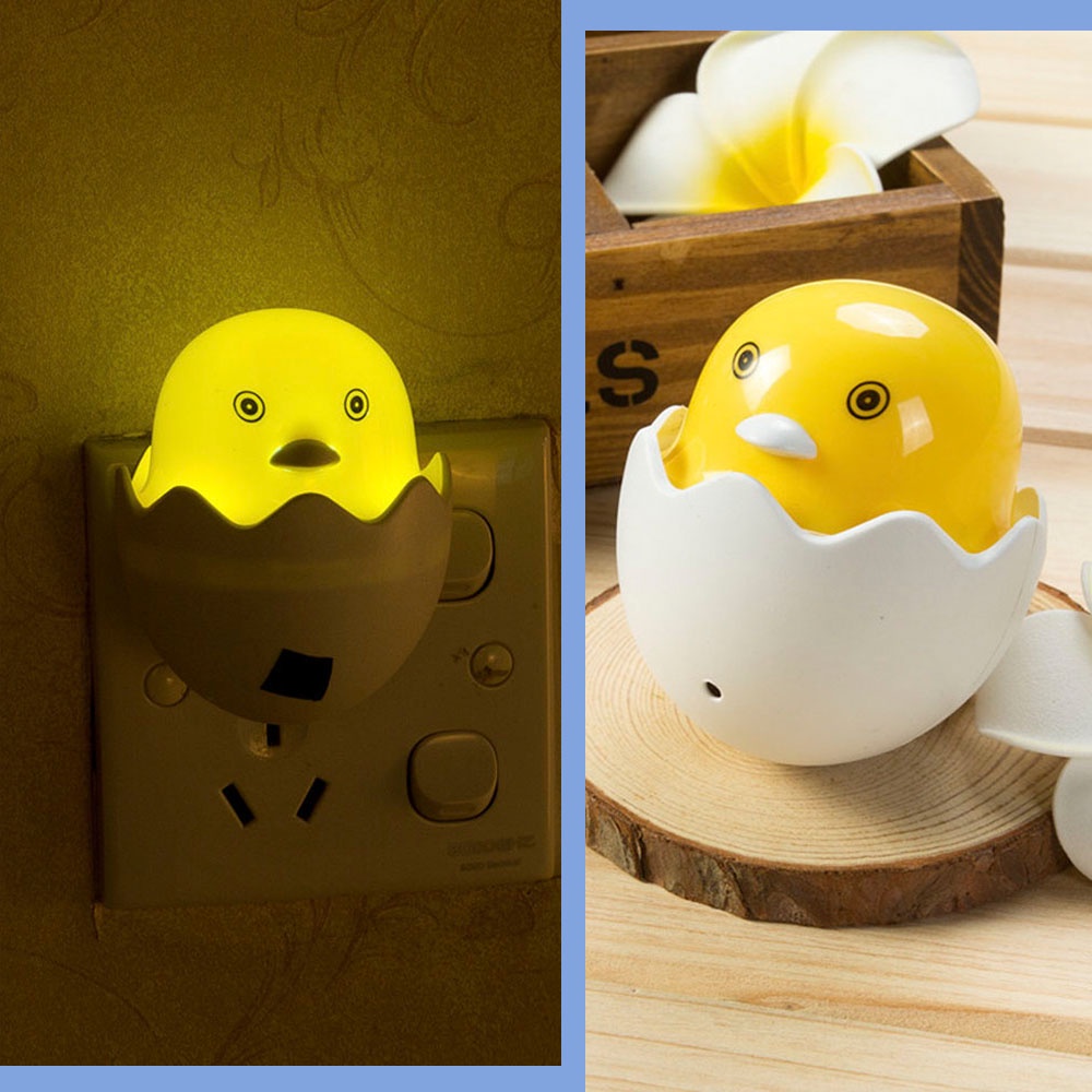 aaoottuuoo5.id Cod   Mini Lovely Cartoon Egg Shape Light Control Home Bedroom LED Night Light Turn Off Automatically