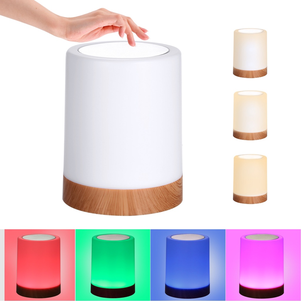 Lampu meja minimalis Modern sensor sentuh Lampu Tidur lampu baca lampu hias sensor sentuh Touch Bedside LED Night Light 3W minimalis dekorasi kamar USB Rechargeable Touching Control Bedside Light Dimmable Table Lamp Warm White &amp; RGB Night Light for Living