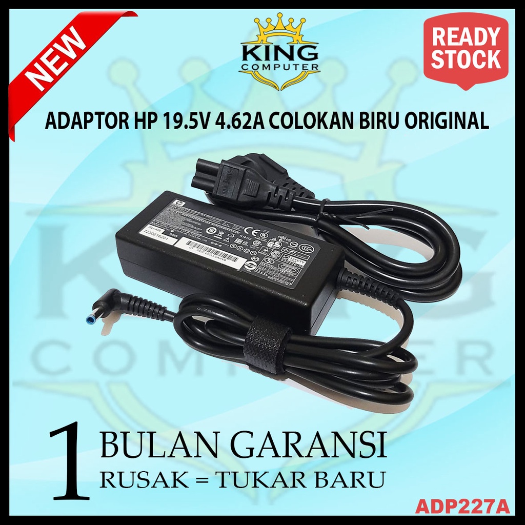 Adaptor Charger Hp 19.5V 4.62A Colokan Biru Original