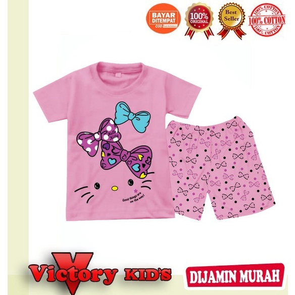 Setelan tangan pendek anak perempuan 1-10 tahun