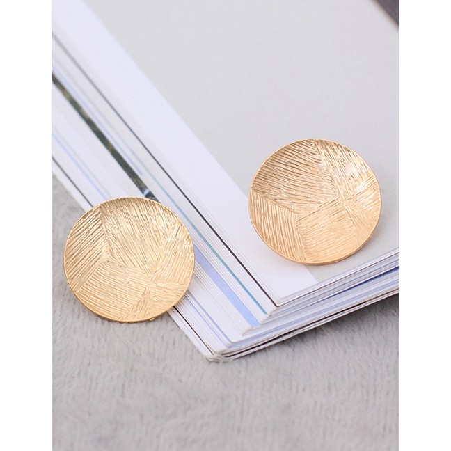 LRC Anting Tusuk Fashion Gold Round Irregular Earrings F40678