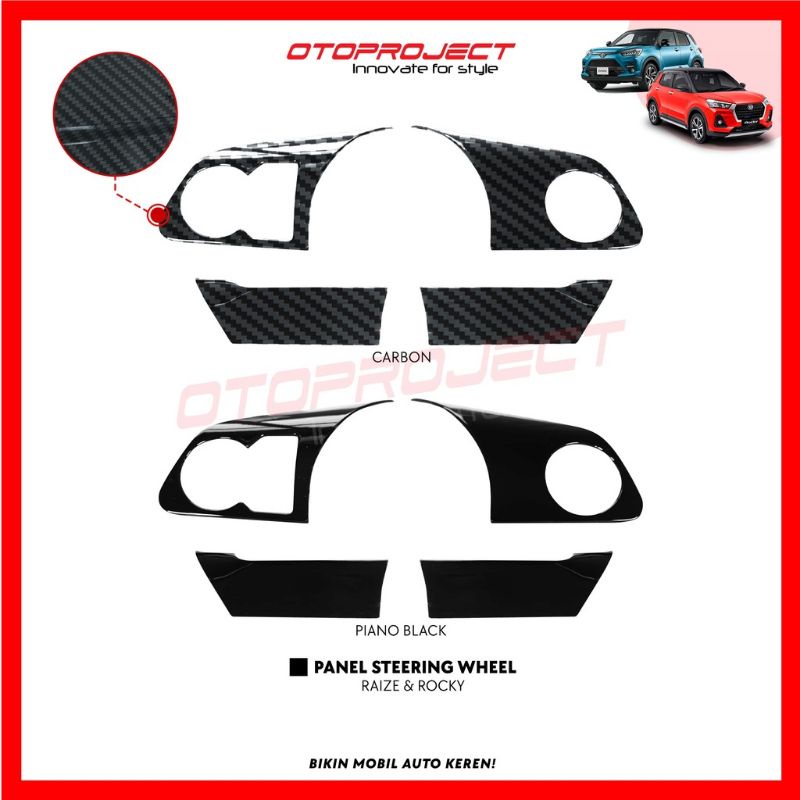 panel steering stir wheel Raize Rocky hitam carbon otoproject