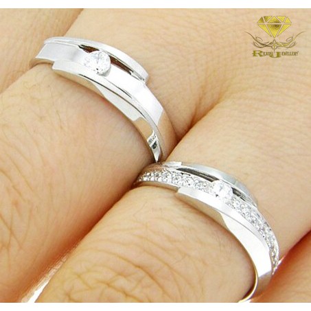 Cincin Nikah Couple Emas Berlian Eropa ASLI ORIGINAL Putih Kawin Tunangan Wedding Pria Wanita NKUODY
