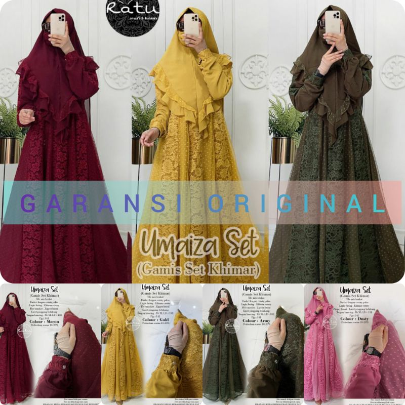 GAMIS SYARI TERBARU BUSUI CERUTY SET KHIMAR BRUKAT ORI RATU UMAIZA SET BY RATU