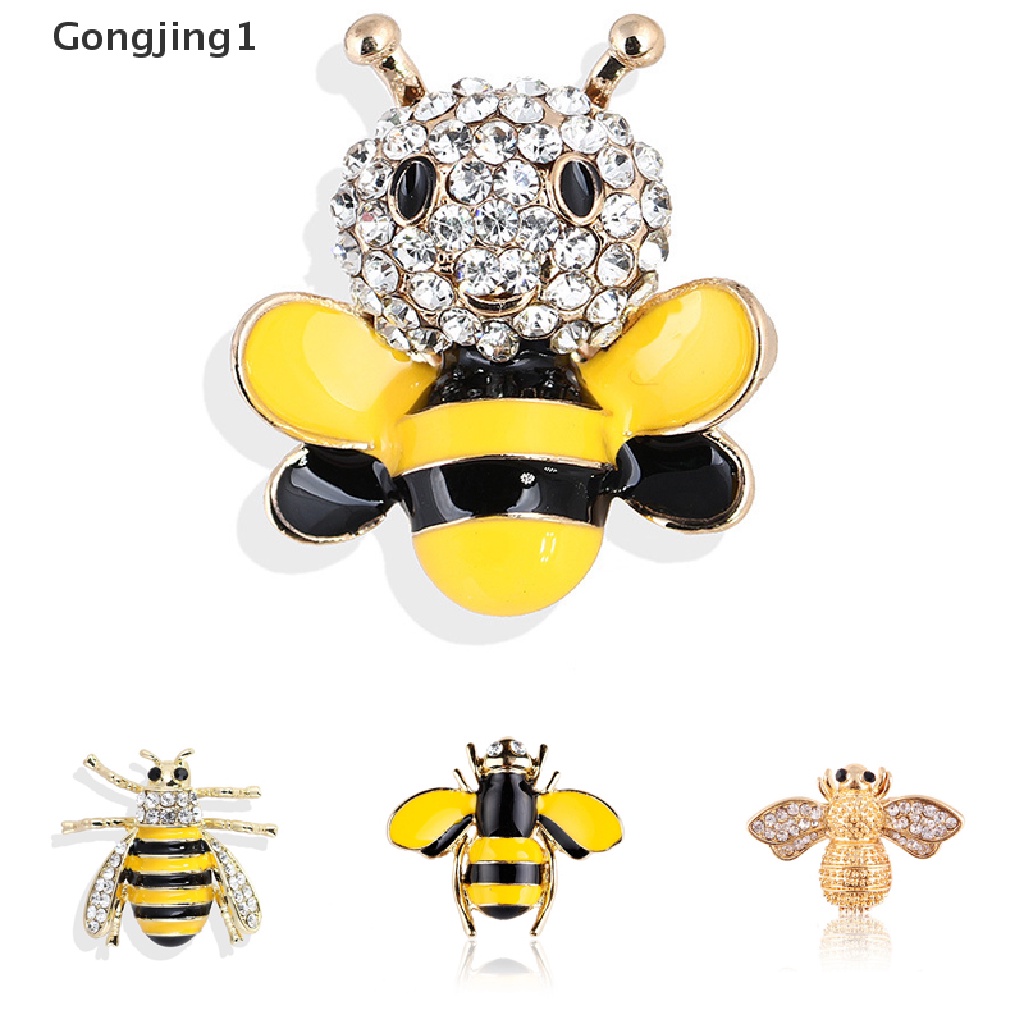 Gongjing1 Bros Pin Enamel Desain Lebah Bumblebee Hias Kristal Untuk Wanita