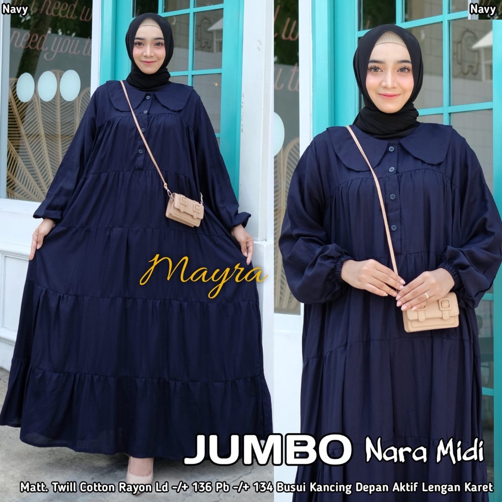 Baju GAMIS XXXXL LD 140 JUMBO Super PB 140 TOYOBO - BADAN GEMUK IBU HAMIL UKURAN BIG SIZE 298-NARA NAVY