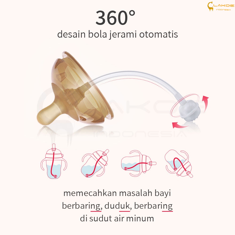 PIKO Bello Botol susu bayi Silikon Leher Lebar (WIDE NECK) Warna Coklat / Botol Bayi dengan sedotan