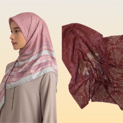 NEW !! DENAY 1 Voal Motif Segiempat Denay Lasercut Denay Kerudung Motif Baru Jilbab Denay